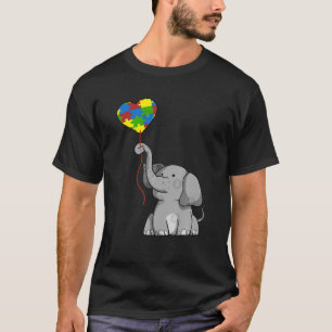 Elephant Mom With Kid Autism Awareness Heart Ballo T-Shirt