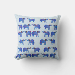 Elephant Mood Cushion, Blue elephant pattern Cushion