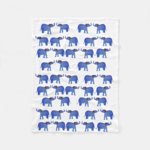 Elephant Mood Fleece Blanket,  Blue elephant