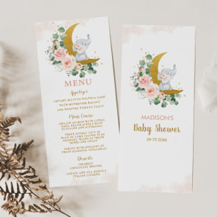 Elephant Moon Blush Floral Roses Baby Shower Menu
