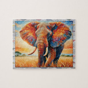 Elephant Mosaic, Wild Animals, Tiles, Gift, Jigsaw Puzzle