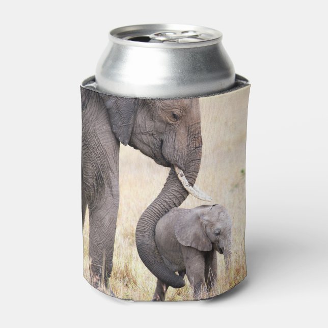 Elephant mother and baby photo can cooler (Can Front)