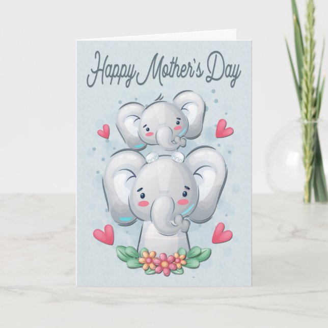 Elephant Mother and Child for Mother's Day Card (Front)