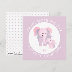 Elephant mother, baby lavender Mothers Day Holiday Card