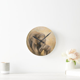 Elephant Mother & Baby Wall Clock |