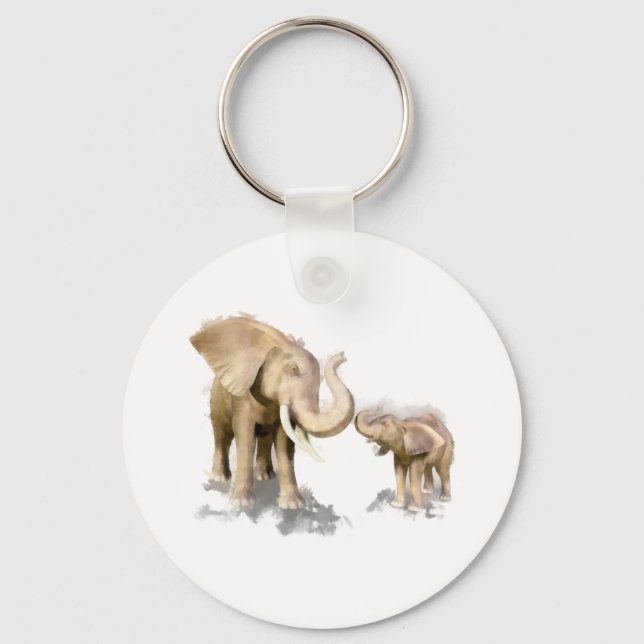 Elephant Mother & Child 2 Key Ring (Front)