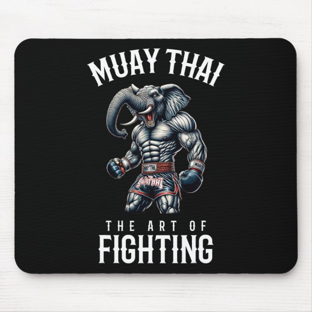 Elephant Muay Thai - Kickboxing And Elephant Thai  Mouse Mat (Front)