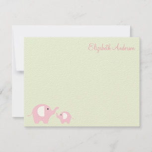 Elephant Mum and Baby Flat Thank You Notes