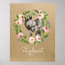 Elephant mum and baby nursery art
