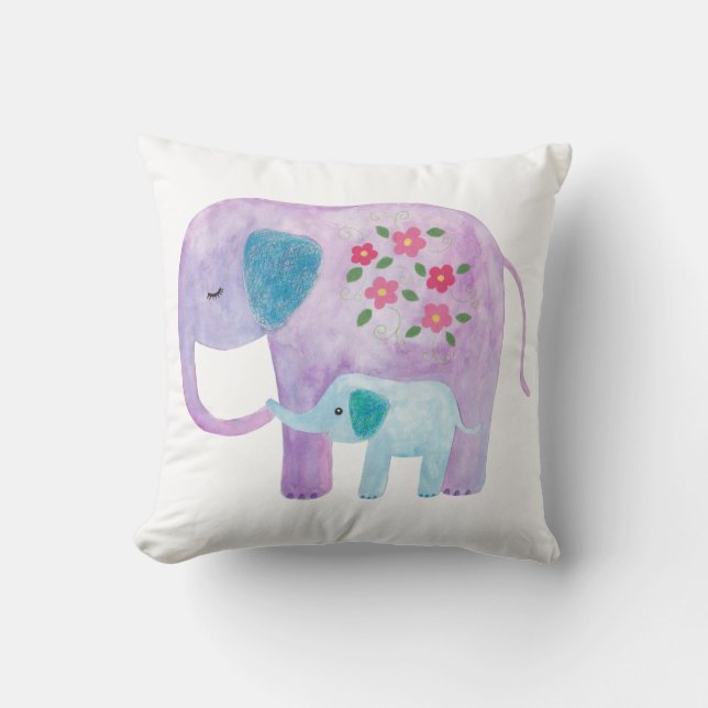 Elephant Mum & baby Pillow Cute Elephant Cushion (Front)