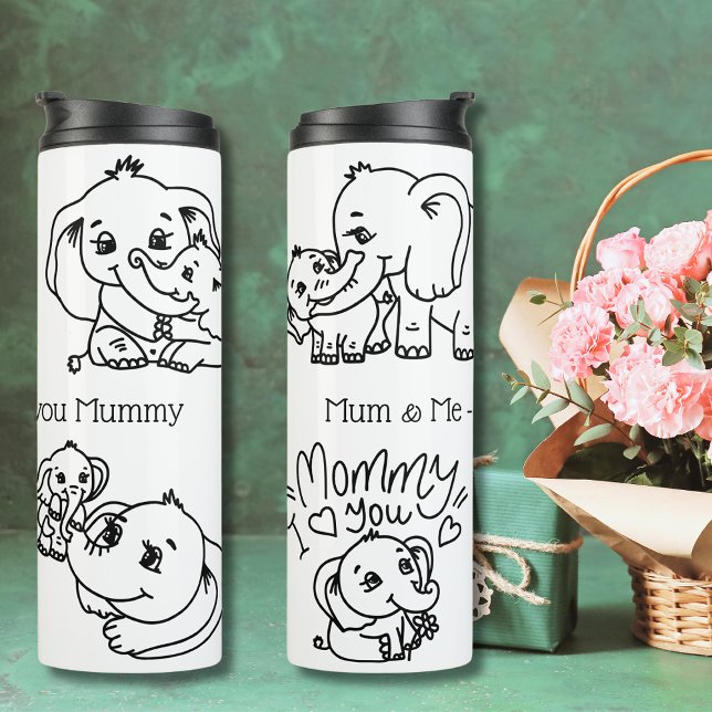 Elephant Mum & Me Mother's Day personalised Thermal Tumbler (Elephant Mum & Me Mother's Day personalized Thermal Tumbler)