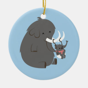 Elephant Mummy and Baby Ceramic Tree Decoration