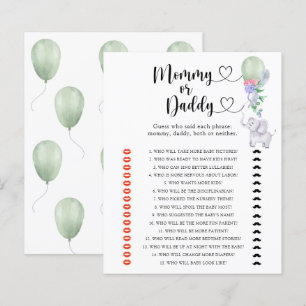 Elephant - mummy or daddy baby shower game