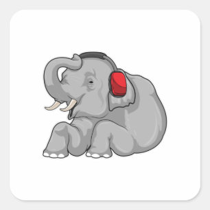 Elephant Music Headphone Square Sticker