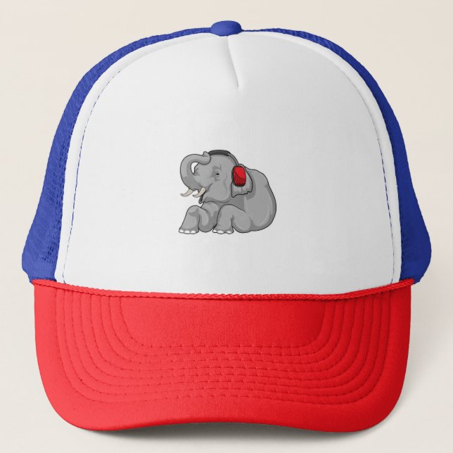 Elephant Music Headphone Trucker Hat (Front)