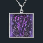 Elephant Necklace Purple Pink Starry Night<br><div class="desc">Neon Purple Pink Elephant Walking At Starry Night Magic Animal Drawing - Choose / Add Your Unique Text / Colour - Make Your Special Gift - Resize and move or remove and add elements / image with customisation tool ! - Drawing and Design by MIGNED. You can also transfer my...</div>