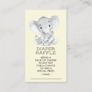 Elephant Neutral Baby Shower Diaper Raffle Ticket Enclosure Card