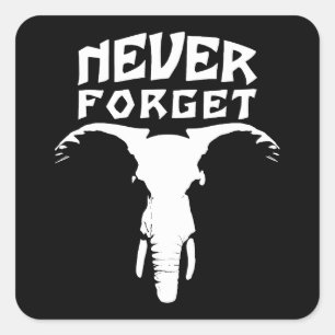 Elephant Never Forget Square Sticker