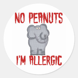 Elephant NO Peanuts I'm Allergic Classic Round Sticker