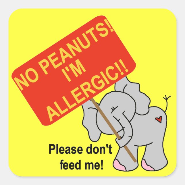 Elephant No Peanuts I'm Allergic Square Sticker (Front)