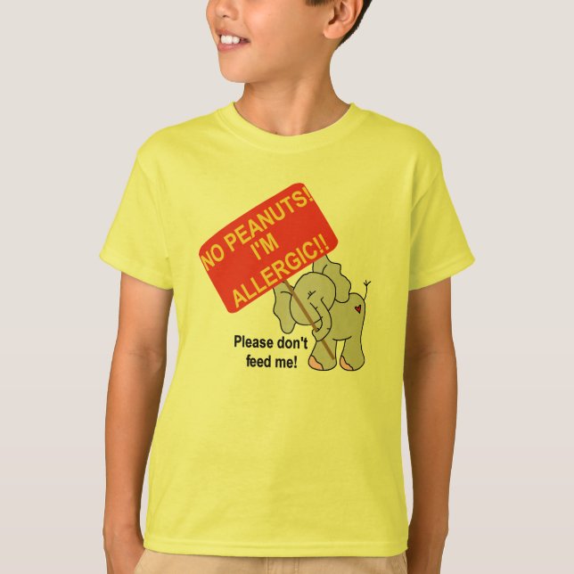 Elephant No Peanuts I'm Allergic T-Shirt (Front)