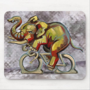 Elephant On A Bicycle Mouse Mat