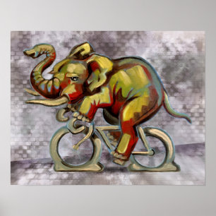 Elephant On A Bicycle Poster