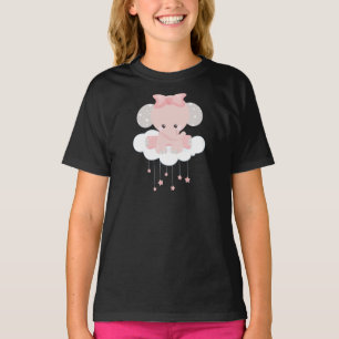Elephant On A Cloud, Cute Elephant, Crown, Stars T-Shirt