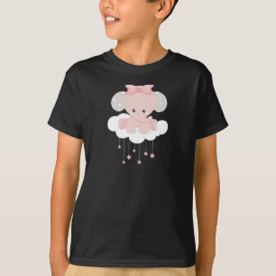 Elephant On A Cloud, Cute Elephant, Crown, Stars T-Shirt