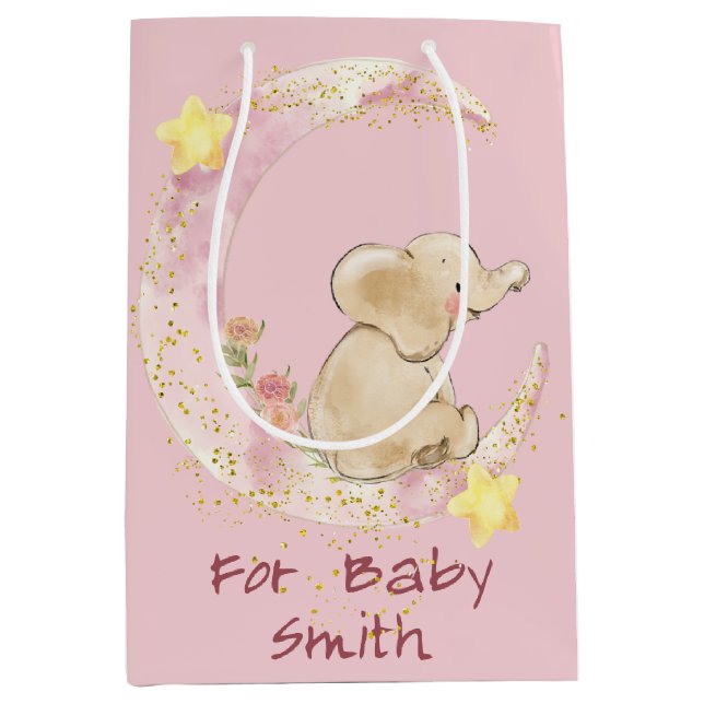 Elephant on a Crescent Moon  Medium Gift Bag (Front)