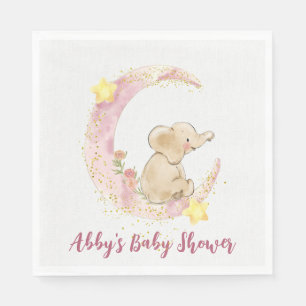 Elephant on a Moon with Glitter  Napkin