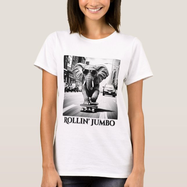 Elephant on a Skateboard T-Shirt (Front)