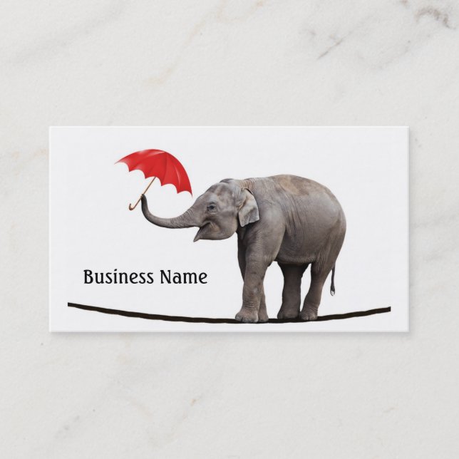 Elephant on a tightrope business card (Front)
