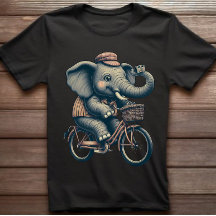 Elephant on Bicycle Retro T-shirt