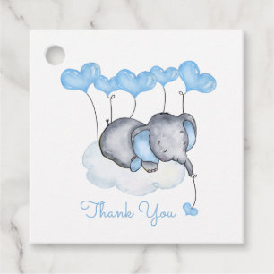 Elephant on Cloud Cute Boy Baby Shower Favour Tags