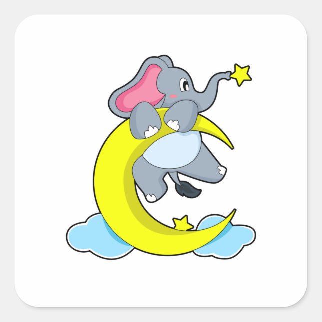 Elephant on Clouds Square Sticker (Front)