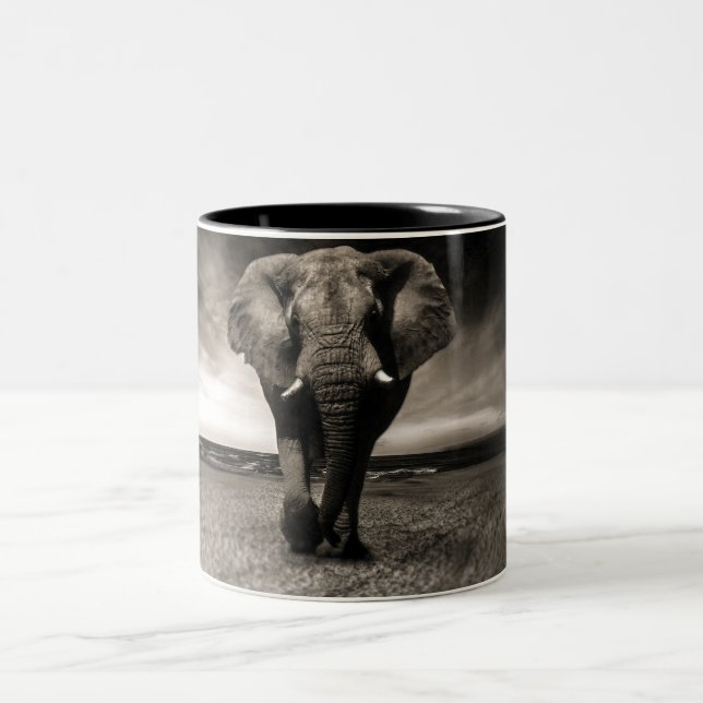 Elephant on the Run Two-Tone Coffee Mug (Center)