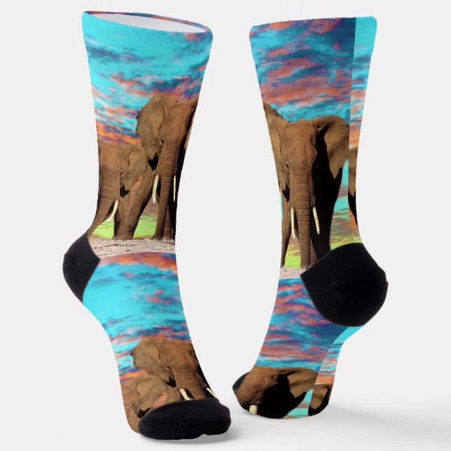 Elephant Opal Sunrise, Crew Socks (Angled)