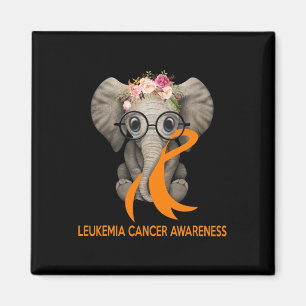 Elephant Orange Ribbon Leukaemia Cancer Awareness  Magnet