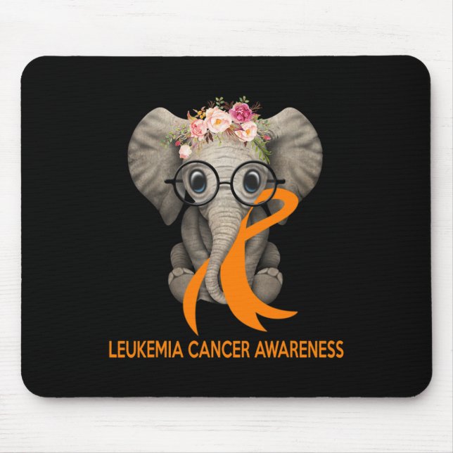 Elephant Orange Ribbon Leukaemia Cancer Awareness  Mouse Mat (Front)