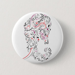 elephant ornate 6 cm round badge