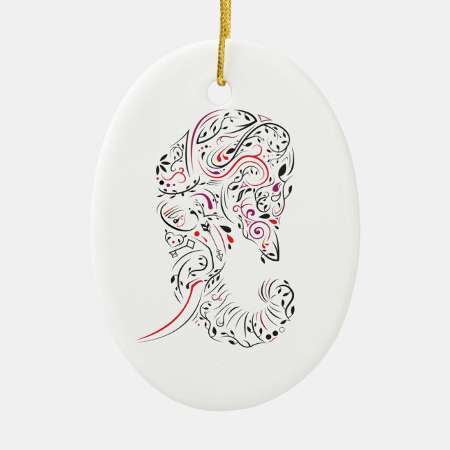 elephant ornate ceramic tree decoration (Front)
