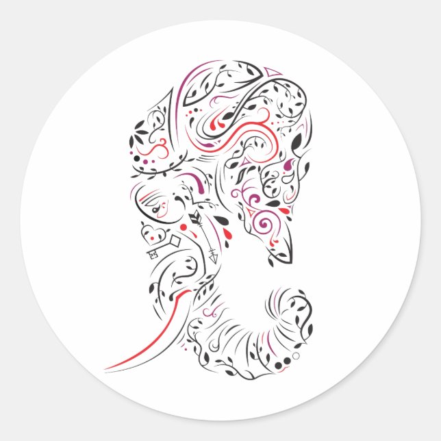 elephant ornate classic round sticker (Front)