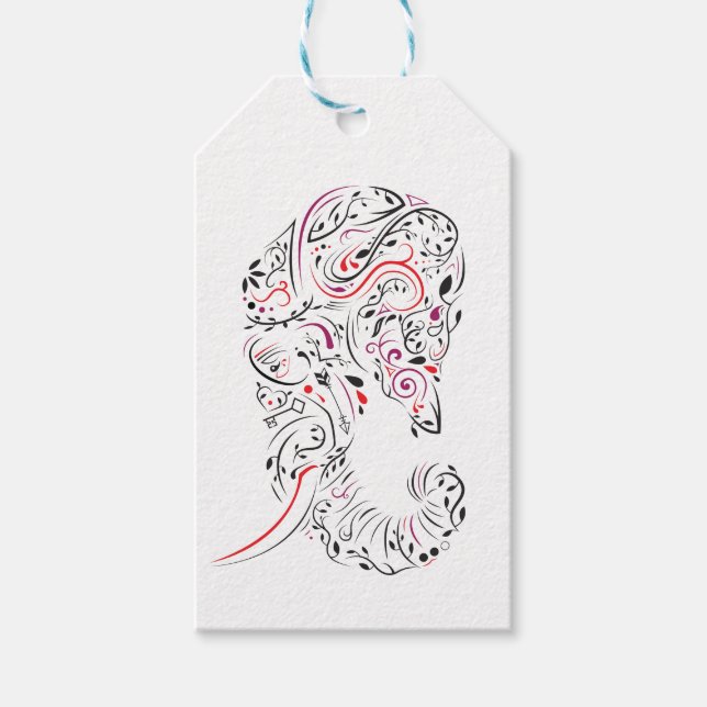 elephant ornate gift tags (Front)