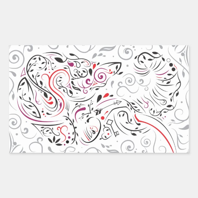 elephant ornate rectangular sticker (Front)