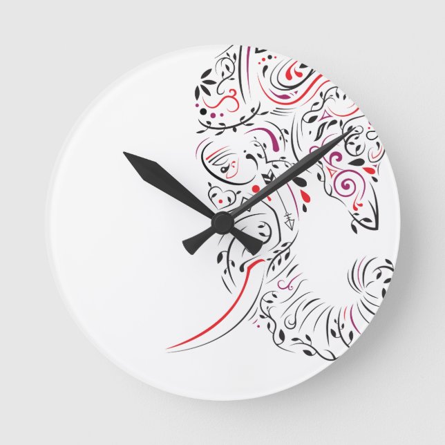 elephant ornate round clock (Front)