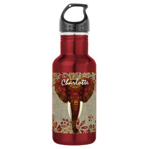 Elephant Ornate Rustic Colours Stylish Personalise 532 Ml Water Bottle