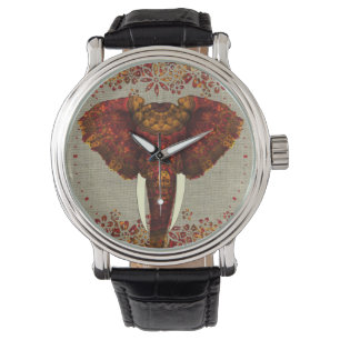 Elephant Ornate Rustic Colours Stylish Watch