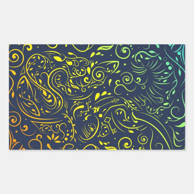 elephant ornate summer fade rectangular sticker (Front)