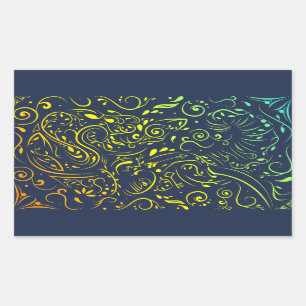 elephant ornate summer fade rectangular sticker